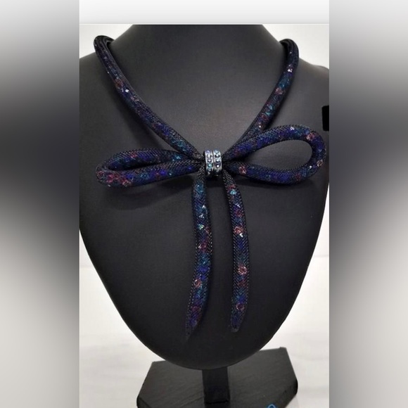 Betsey Johnson Jewelry - Betsey Johnson Blue Mesh Bow Collar Necklace NWT
